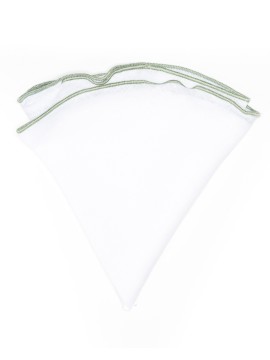 White Linen/ Sage Trim Linen Pocket Circle